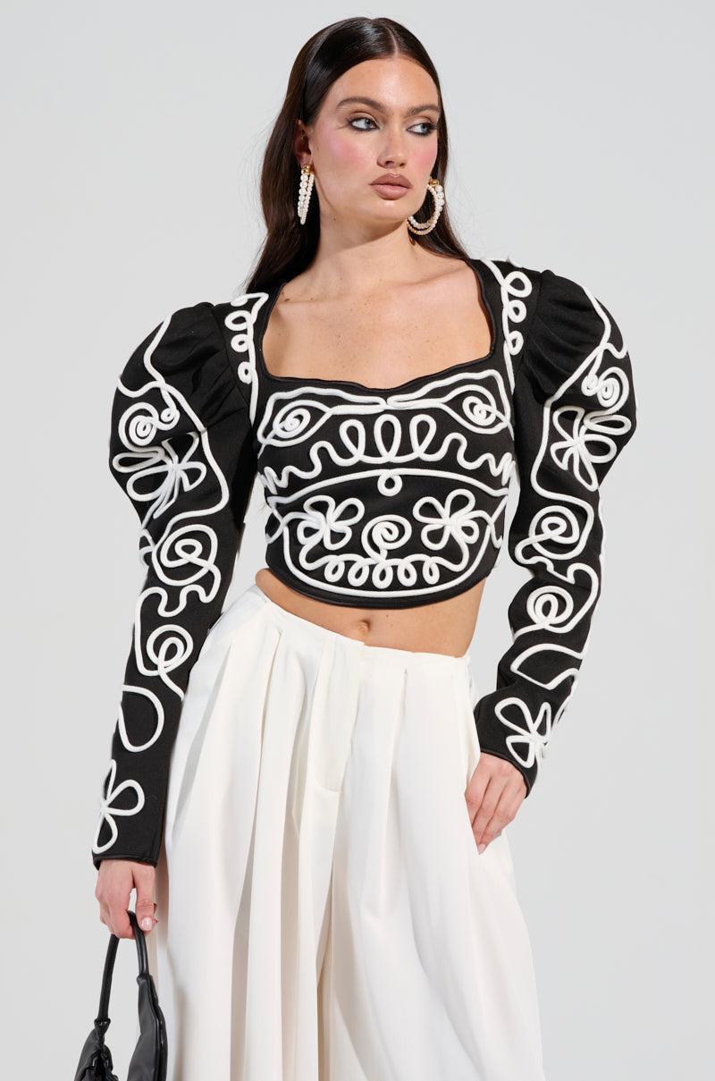 BLURRED LINES LONG SLEEVE BLOUSE Product Image