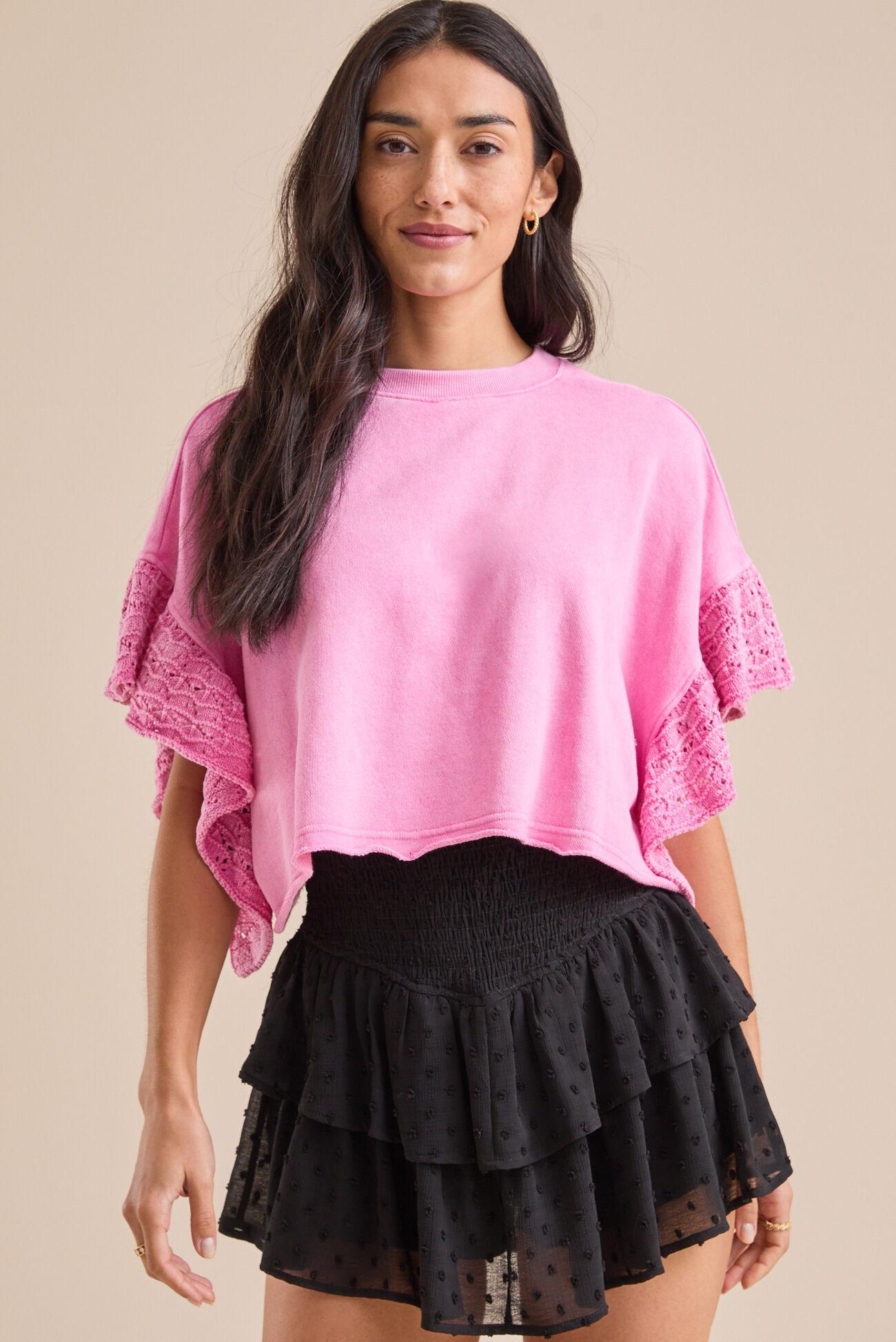 Kaia Crochet Flutter Sleeve Top Product Image