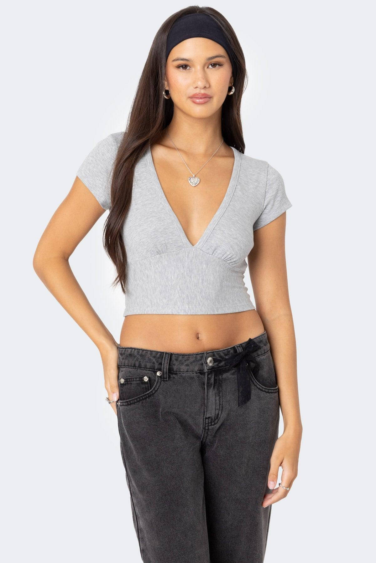 Deep V Neck Crop Top product image