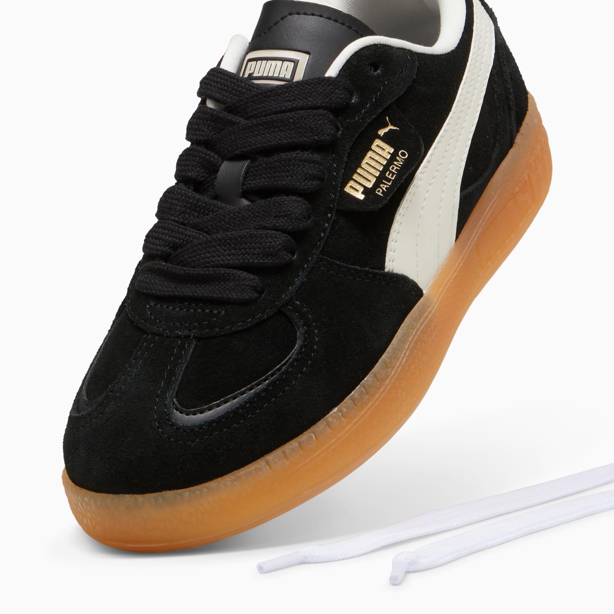 PUMA Palermo Moda Xtra Gum Sneakers Women in Black/Frosted Ivory/Gold Product Image