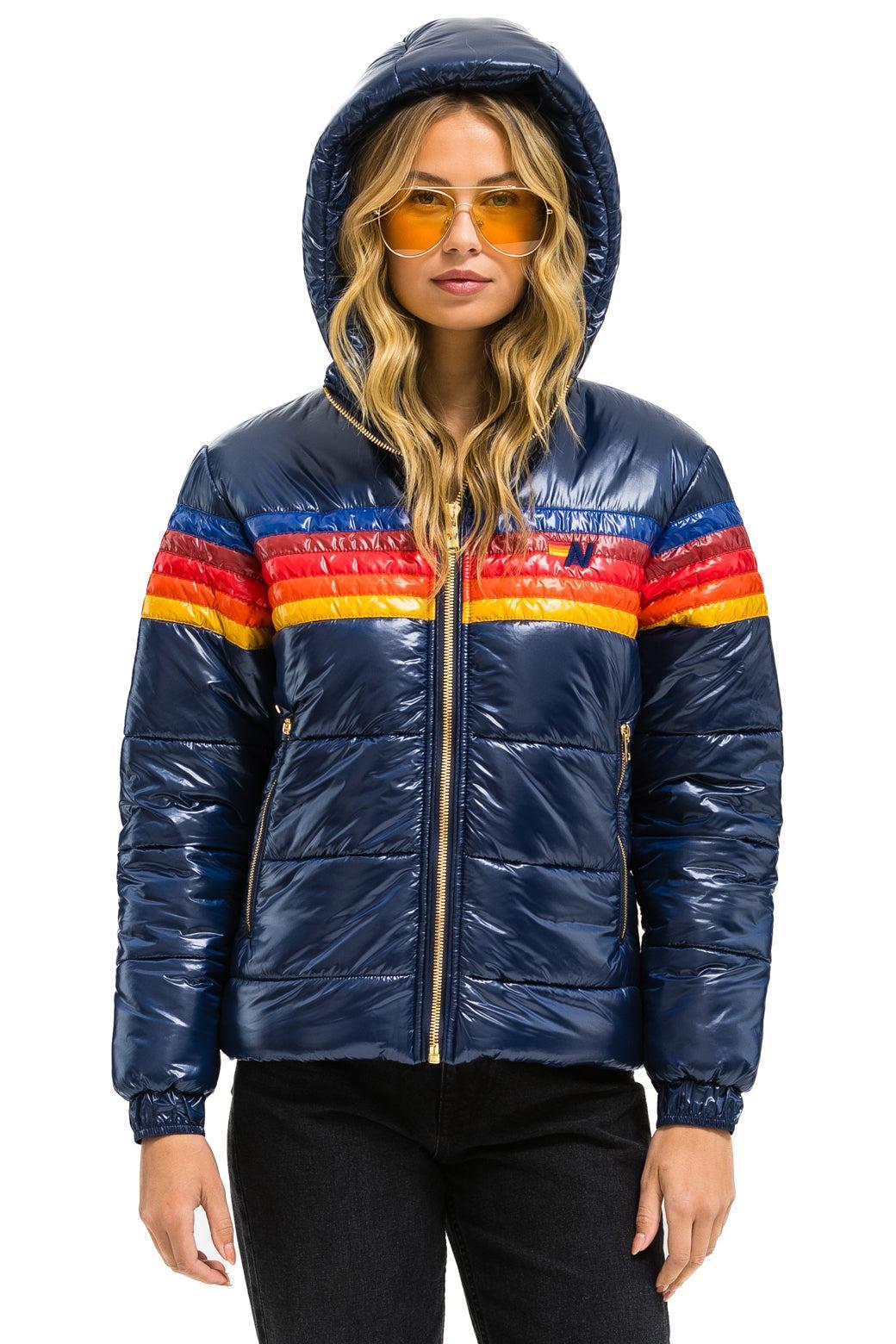 5 STRIPE LUXE TREKKER JACKET - GLOSSY NAVY Female Product Image