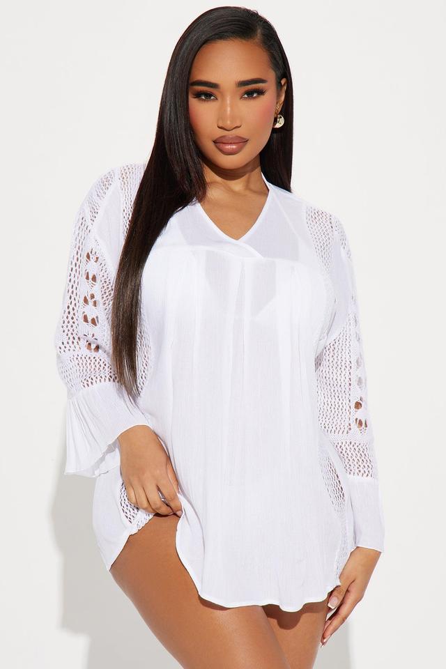 Island Sun Crochet Cover Up Dress - White Product Image