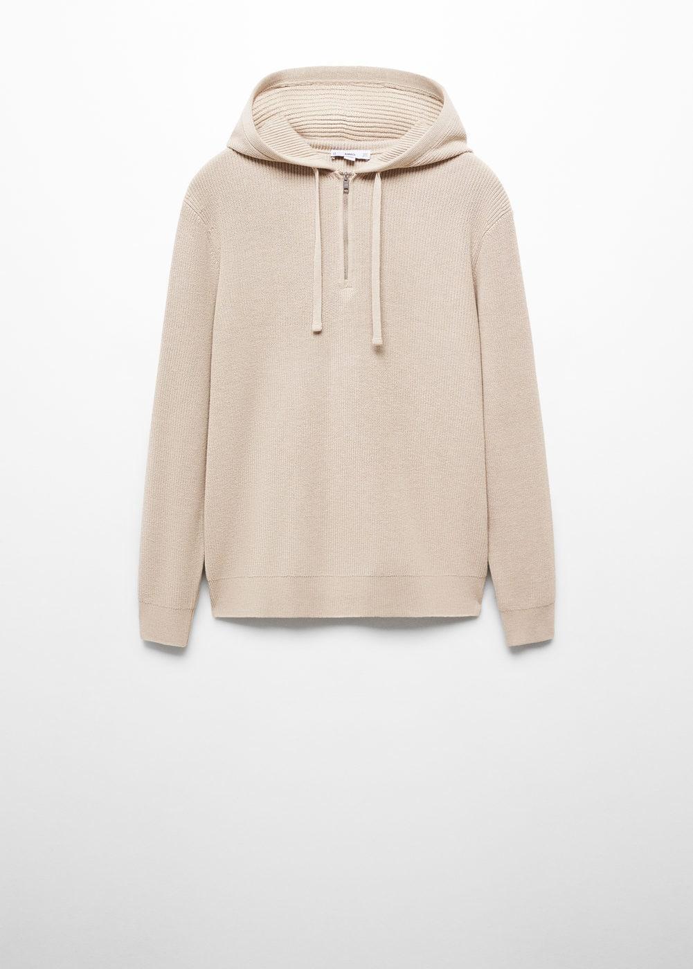 MANGO MAN - Hooded knit sweatshirt light/pastel greyMen Product Image