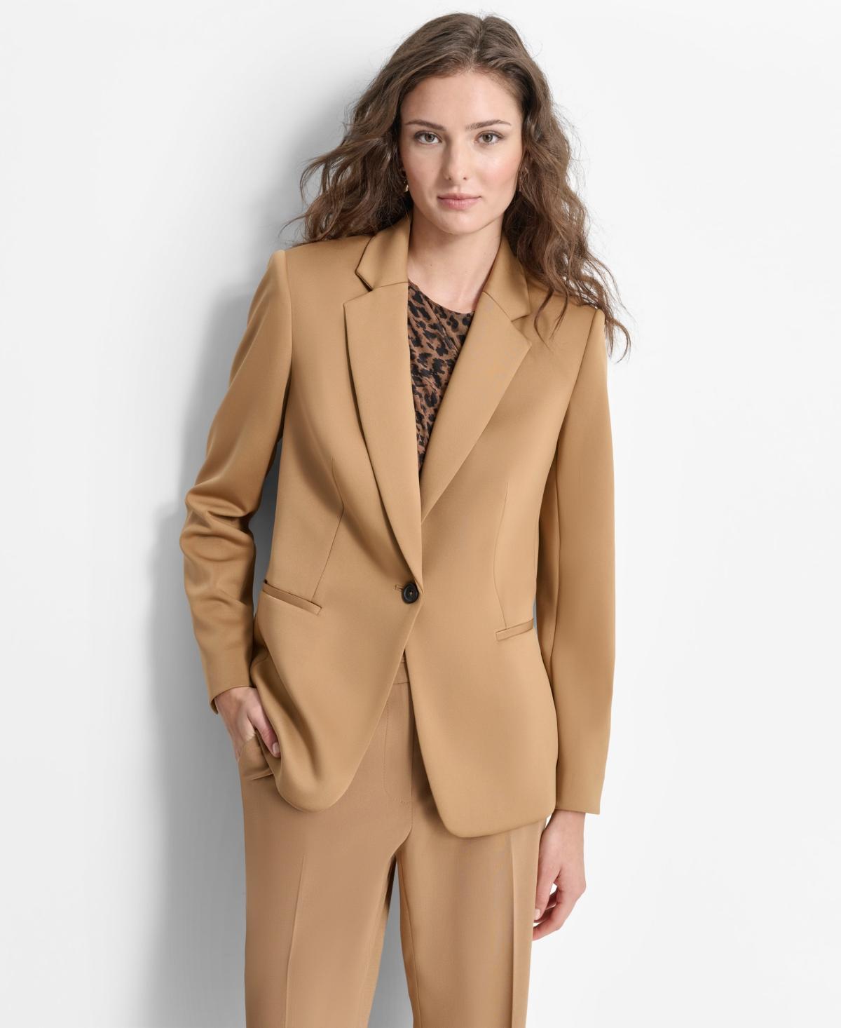 Dkny Womens Single-Button Padded-Shoulder Blazer Product Image