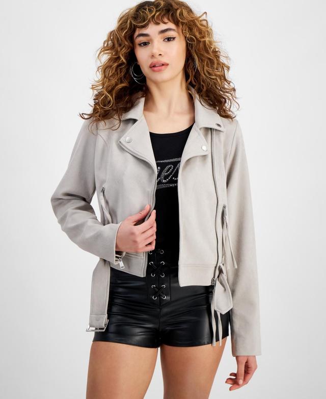 Guess Womens Celeste Faux-Suede Moto Jacket Product Image