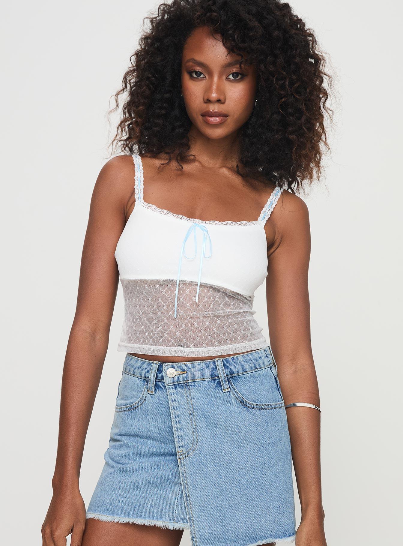 Tadeo Lace Cami Top White Product Image