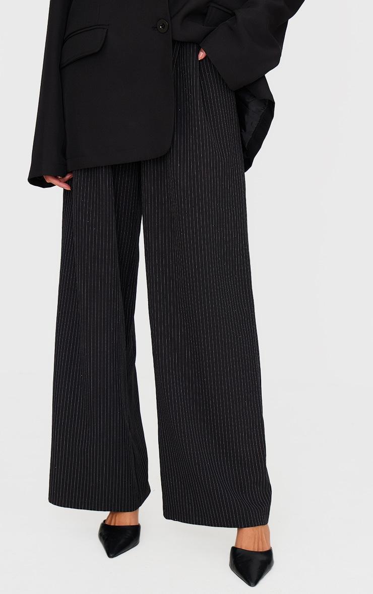 Black Hotfix Tailored Wide Leg Pants Product Image