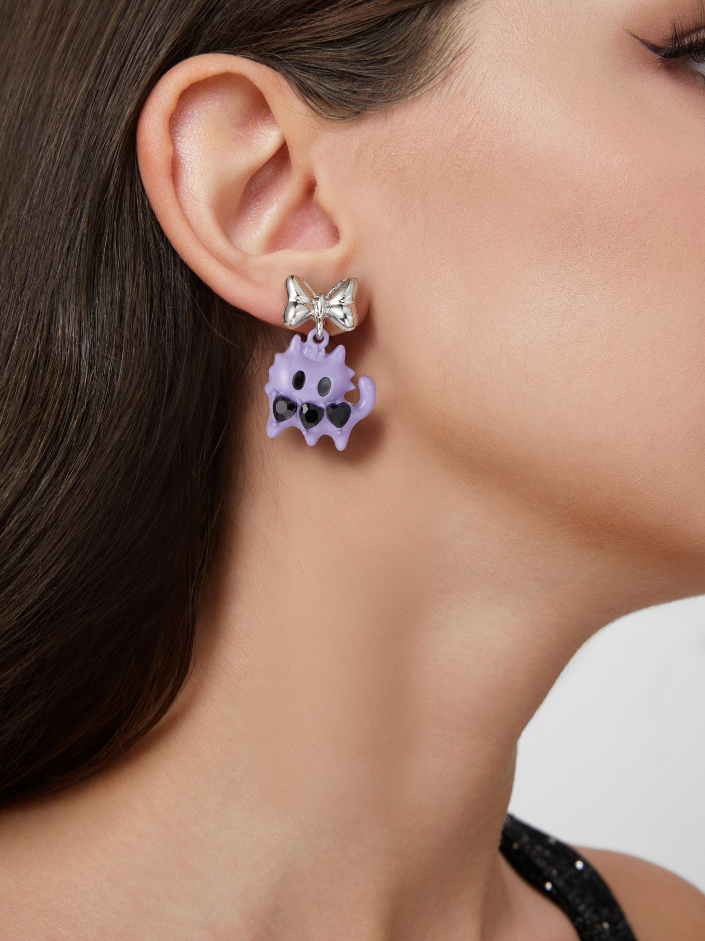 BOWKNOT & CAT DROP EARRINGS Product Image