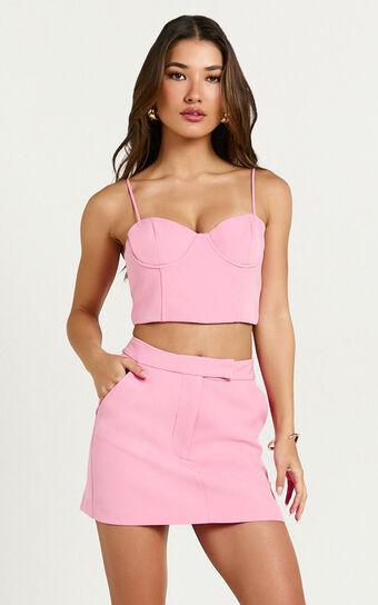 Ariana Top - Cropped Sweetheart Bustier Top in Pink Product Image