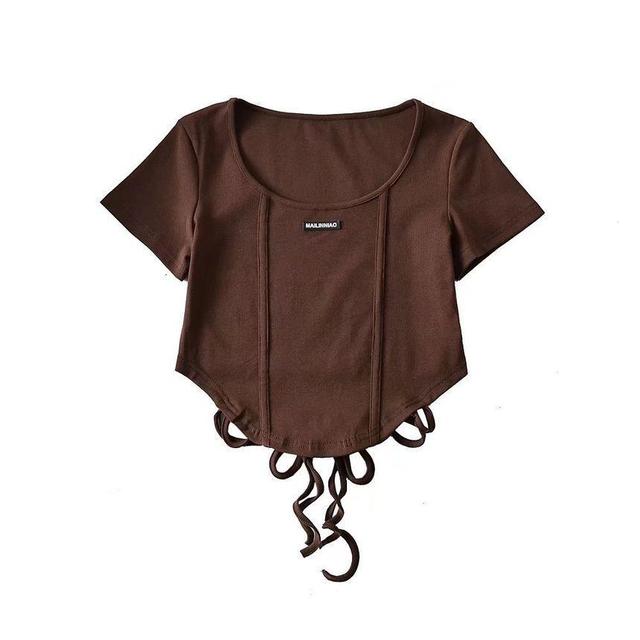 Short-Sleeve Label Cropped Top Product Image