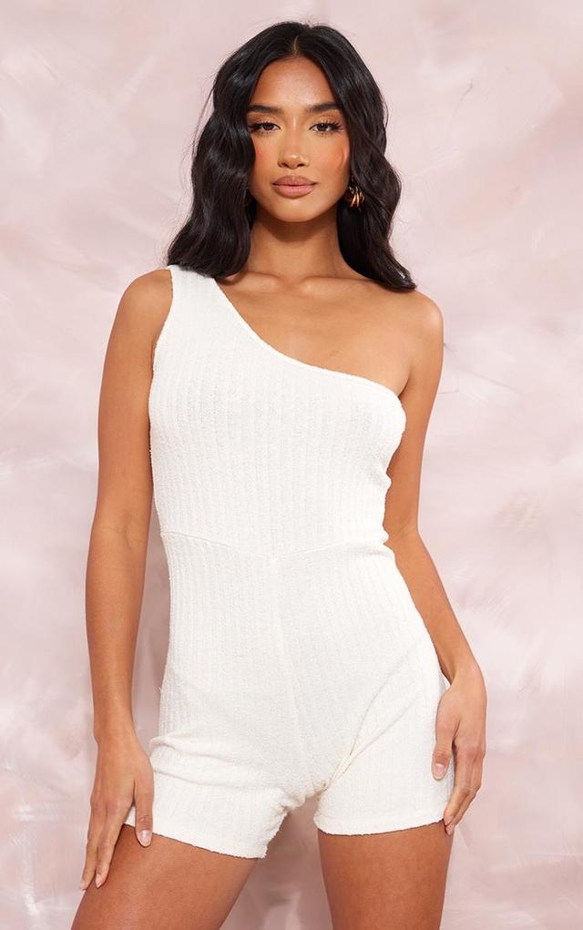 Petite Cream One Shoulder Towelling Unitard Product Image