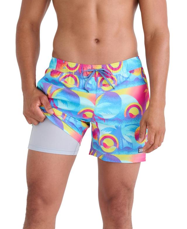 Men's Oh Buoy 2N1 Coast 2 Coast Printed Volley 5 Swim Shorts Product Image