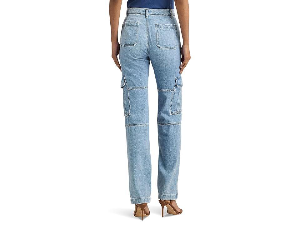 LAUREN Ralph Lauren High-Rise Straight Cargo Jeans (Rodin Wash) Women's Jeans Product Image