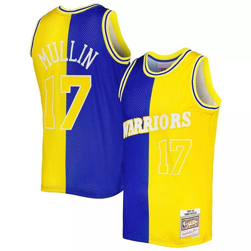 Mens Mitchell & Ness Chris Mullin Royal/Gold Golden State Warriors Hardwood Classics 1993-94 Split Swingman Jersey Product Image