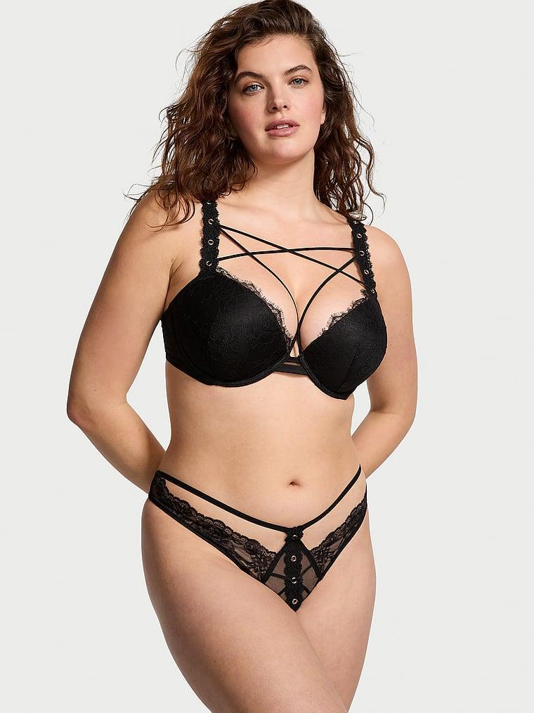 Rose Lace & Grommet Push-Up Bra Product Image