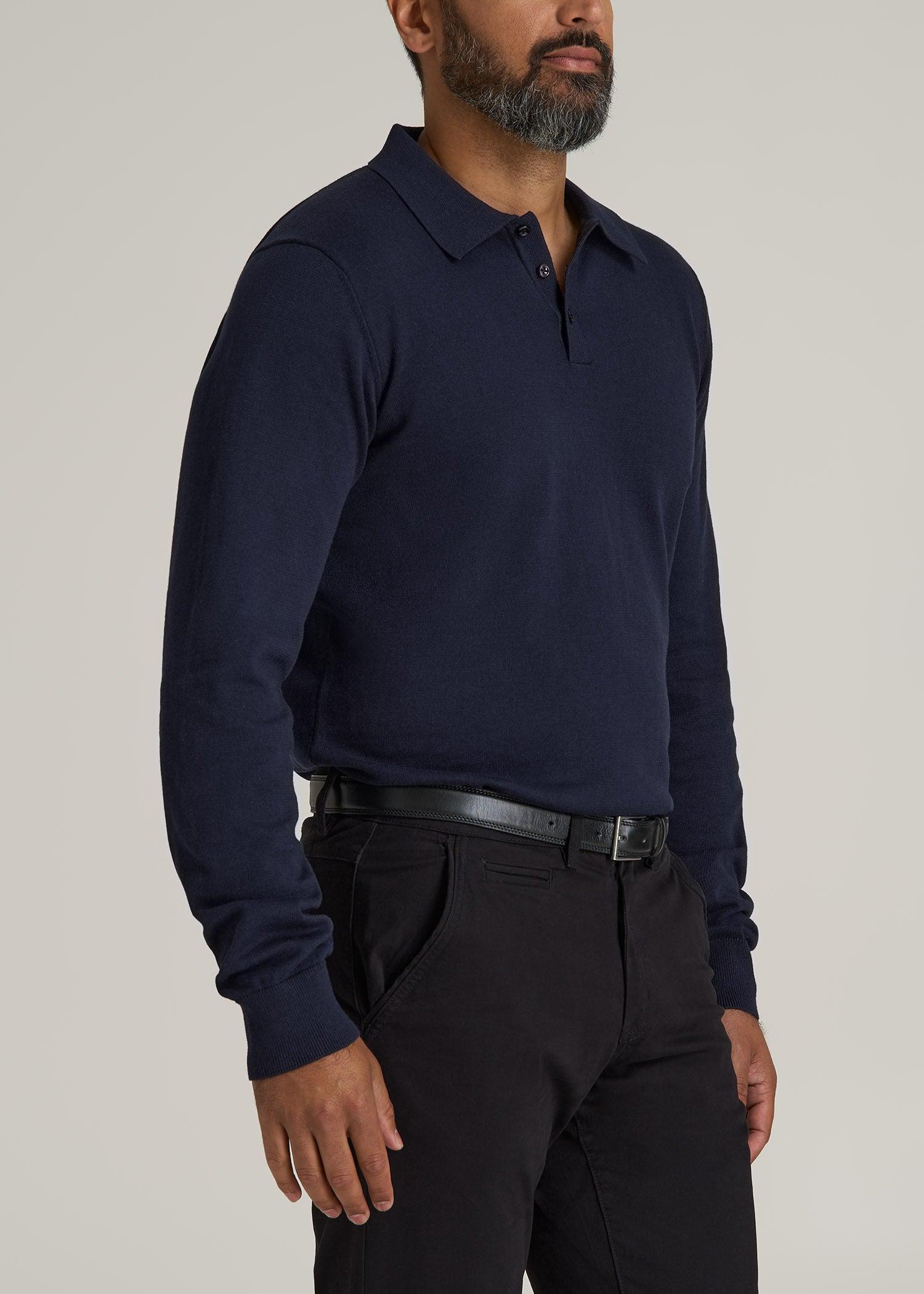 Men’s Tall Polo Sweater in Evening Blue Product Image