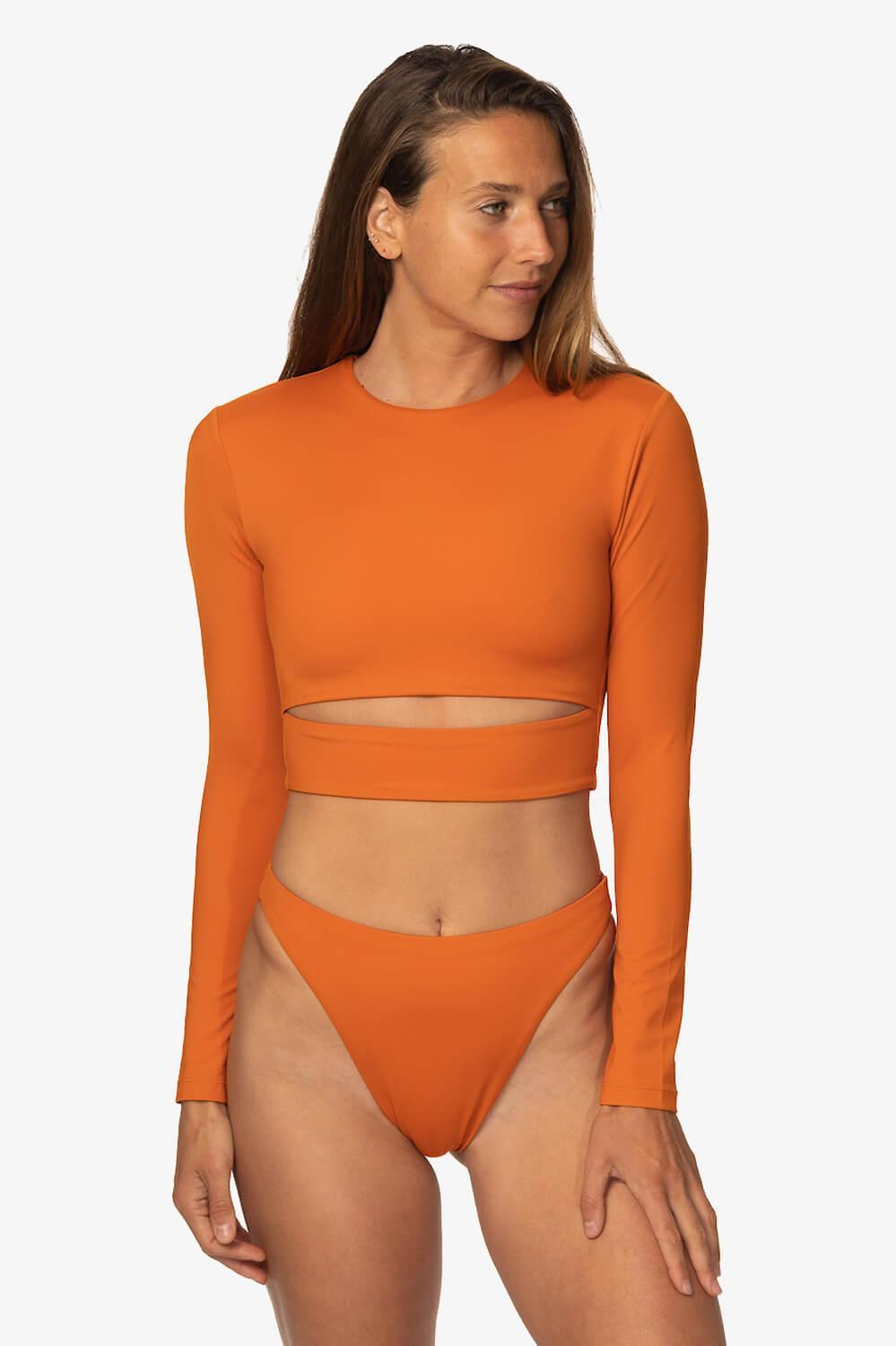 Taranaki Long Sleeved Crop Cut-Out Rashie - Ginger Female Product Image