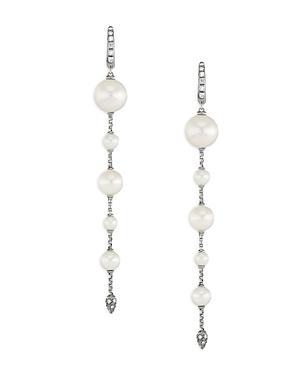 Womens Pearl & Pav Drop Earrings With Diamonds Product Image