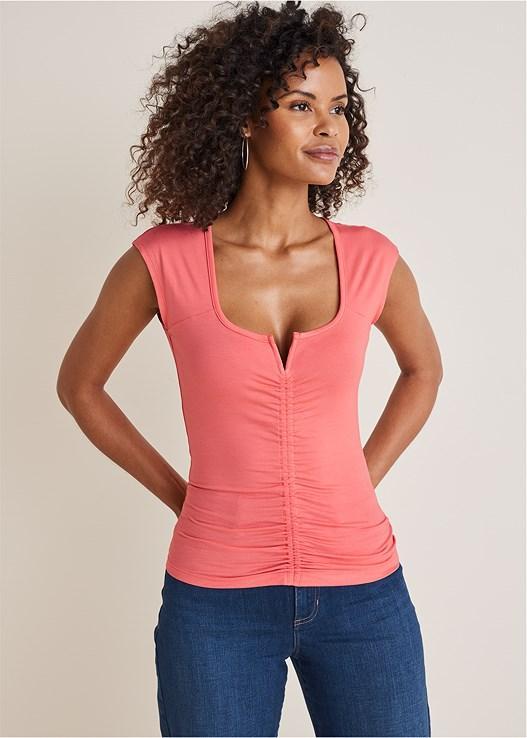 Ruched Cap Sleeve Top product image