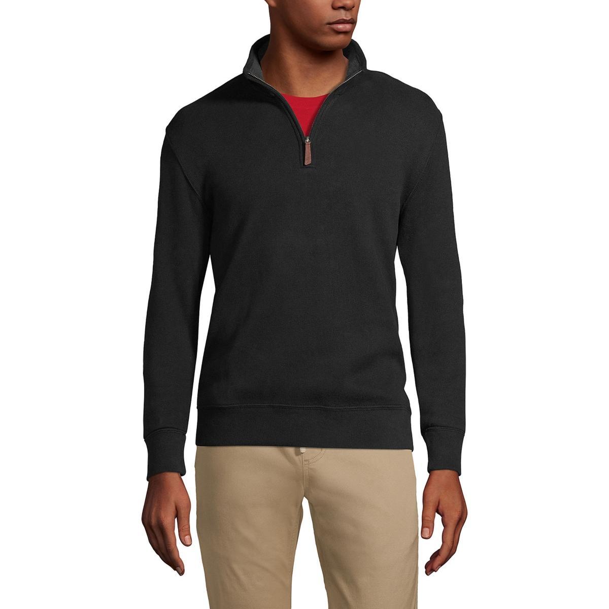 Lands End Big & Tall Bedford Rib Quarter Zip Sweater Product Image