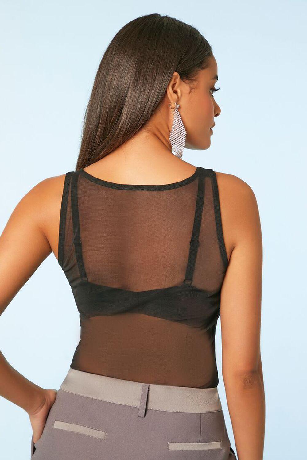 Rhinestone Sheer Tank Bodysuit | Forever 21 Product Image