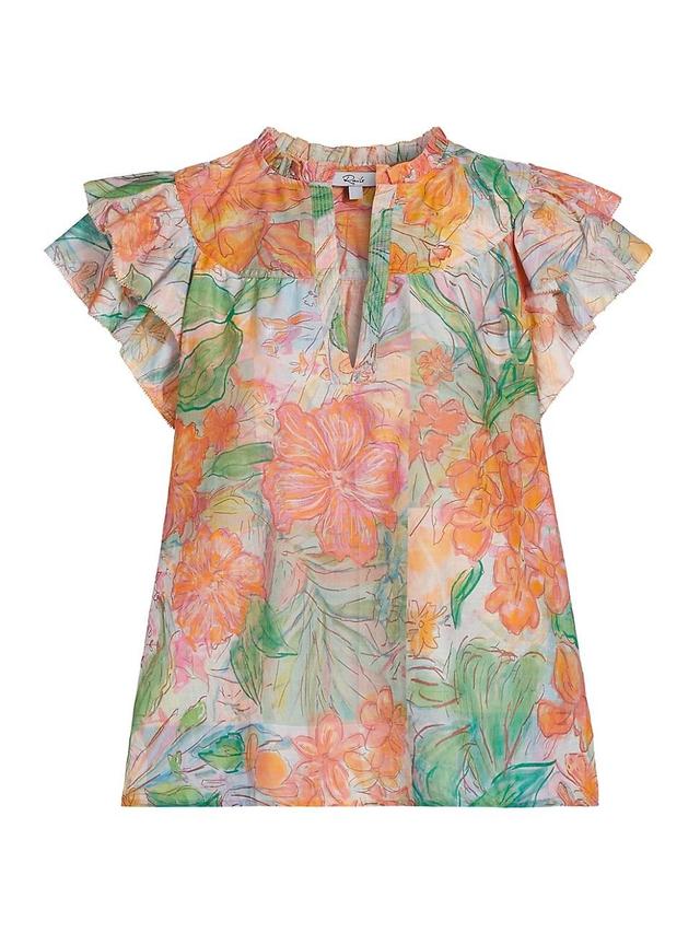 Womens Calista Floral Cotton Cap-Sleeve Blouse Product Image