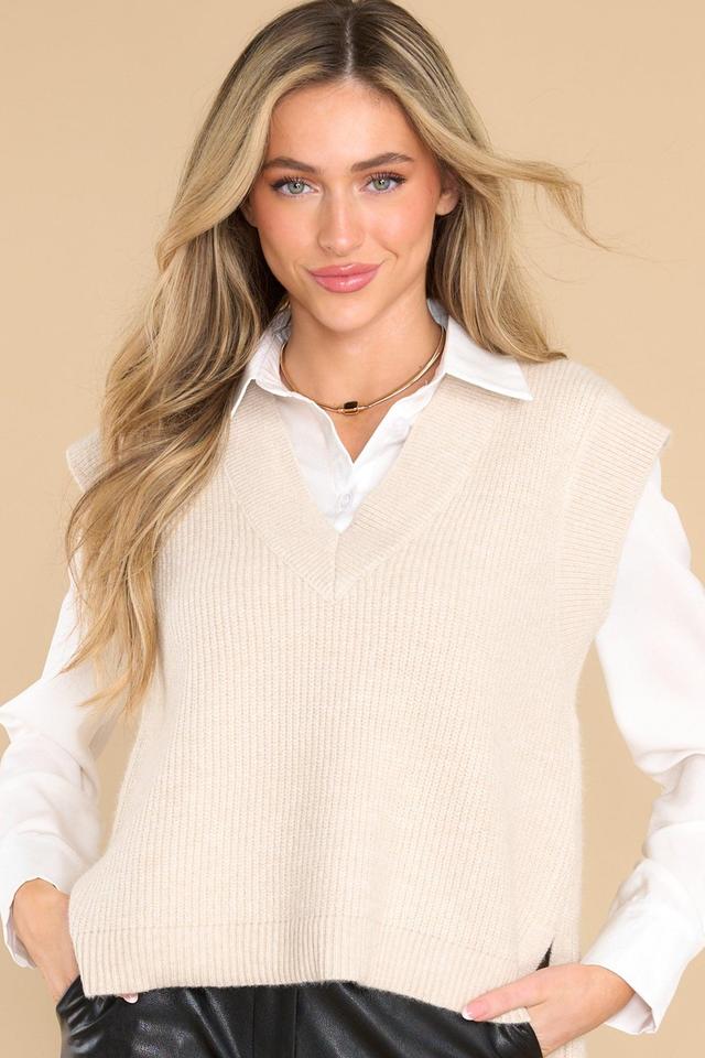 You Warm My Heart Beige Sweater Vest Product Image