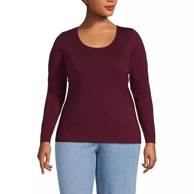 Plus Size Lands End Lightweight Jersey T-Shirt, Womens Rich Red Product Image