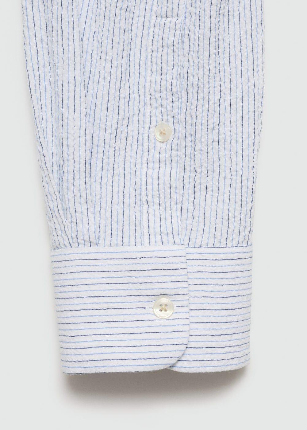 MANGO MAN - Regular fit striped seersucker cotton shirt whiteMen Product Image