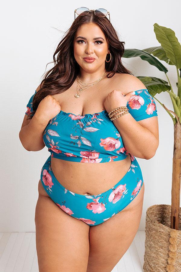 Secret Beach Floral Bikini Top in Ocean Blue Curves Product Image