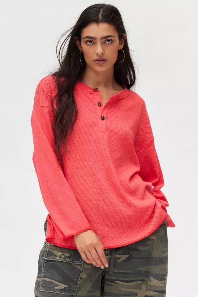 BDG Theo Oversized Waffle Knit Long Sleeve Tee Product Image