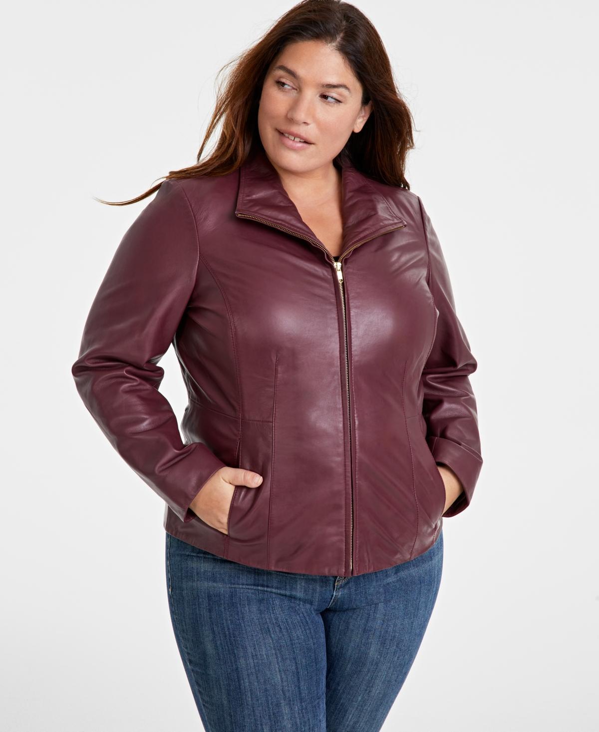 Cole Haan Womens Plus Size Leather Jacket Product Image