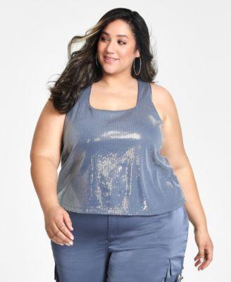 Trendy Plus Size Sequined Tank Top  Product Image