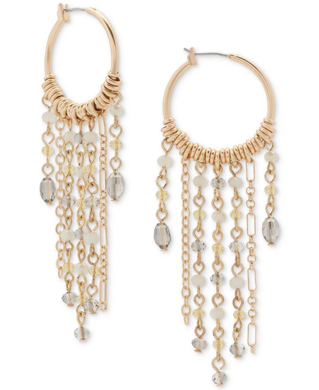 Lucky Brand Gold-Tone Chandelier Hoop Crystal Fringe Earrings, 3 Product Image