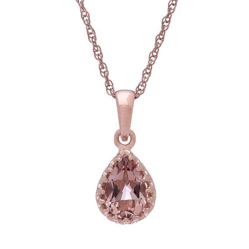 Designs by Gioelli 14k Rose Gold Over Silver Simulated Morganite Teardrop Pendant, Womens Pink Product Image