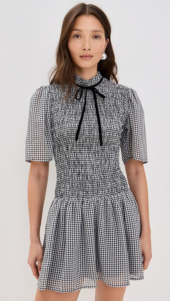 GANNI Sheer Fluid Check Mini Smock Dress | Shopbop Product Image