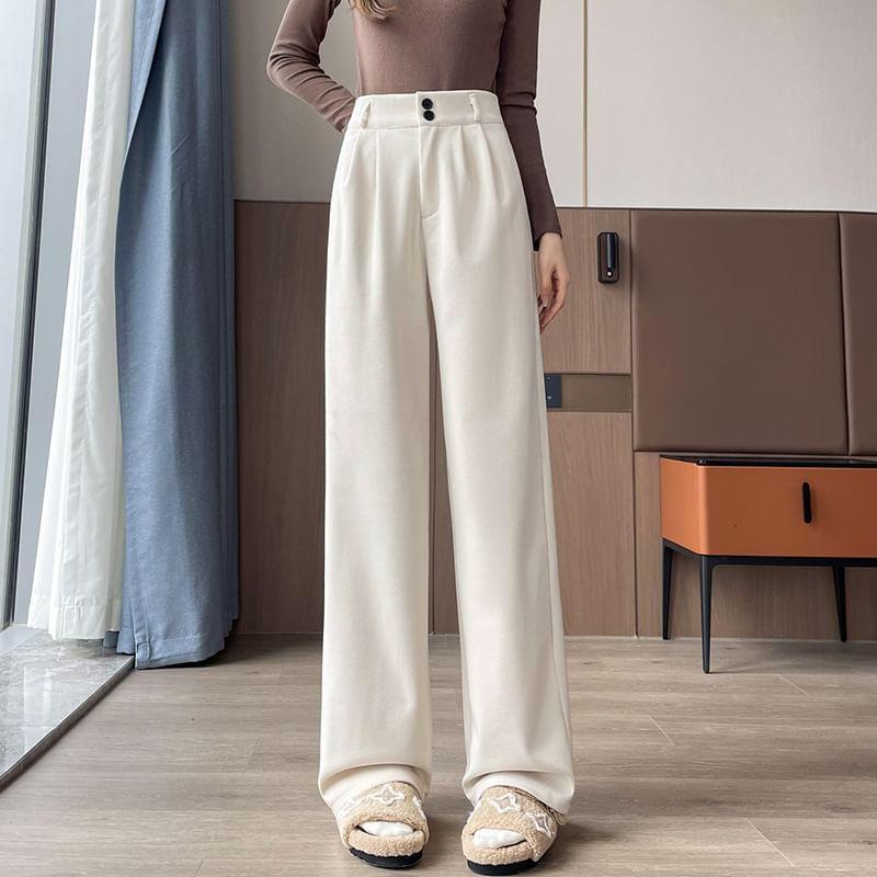 High Waist Plain Wide Leg Sweatpants (Various Designs) Product Image