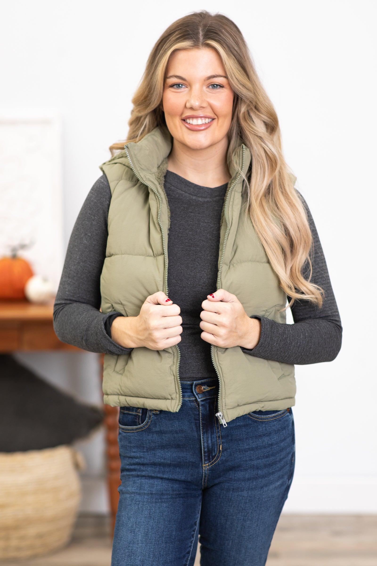 Sage Sherpa Lined Hooded Vest Product Image