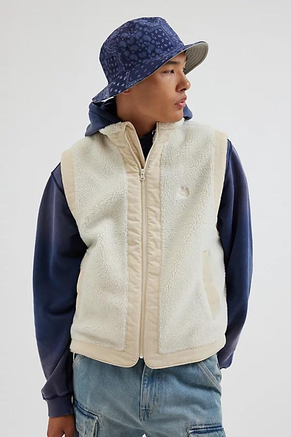 BDG Fleece & Cord Zip Vest Jacket Mens at Urban Outfitters Product Image