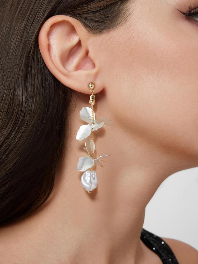 FAUX PEARL PETAL DROP EARRINGS Product Image