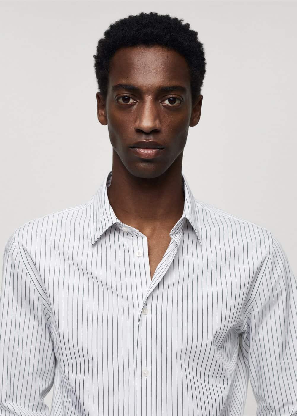 MANGO MAN - Coolmax striped shirt greenMen Product Image