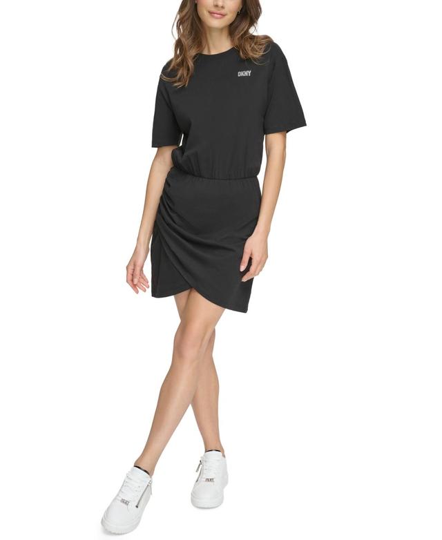 DKNY Womens Rhinestone Logo T-Shirt Dress Product Image