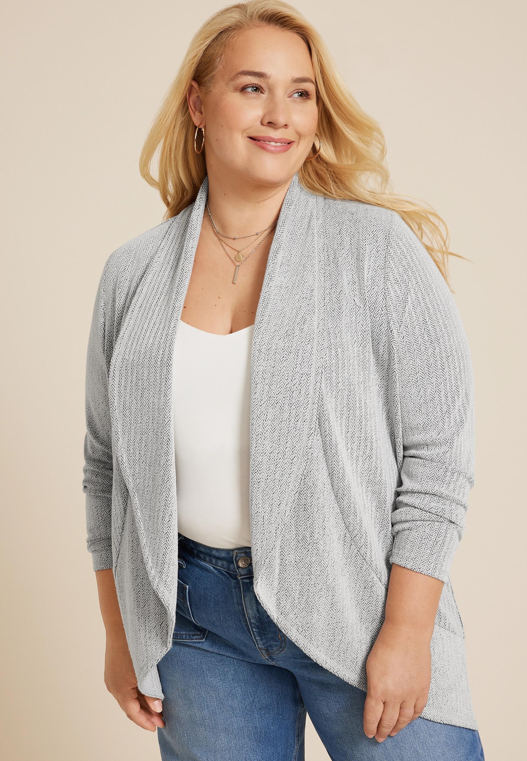 Maurices Plus Size Womens Herringbone Shawl Collar Cardigan Size 4X Product Image