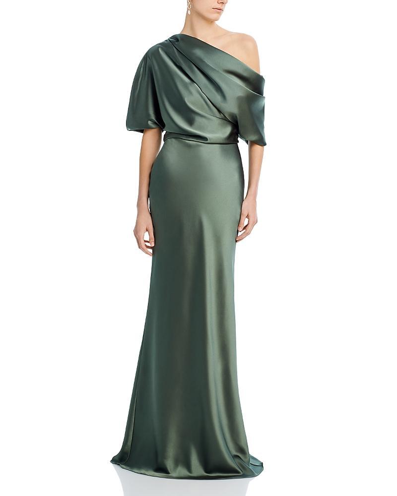 Womens Satin One-Shoulder Gown Product Image