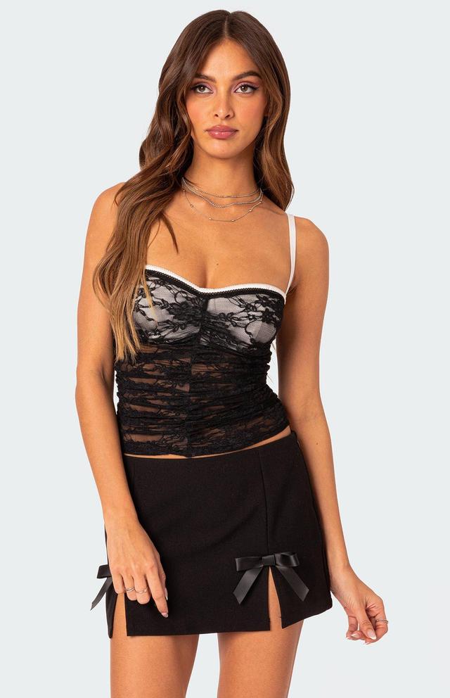 Edikted Womens Eleanor Bra Detail Sheer Lace Tank Top Product Image