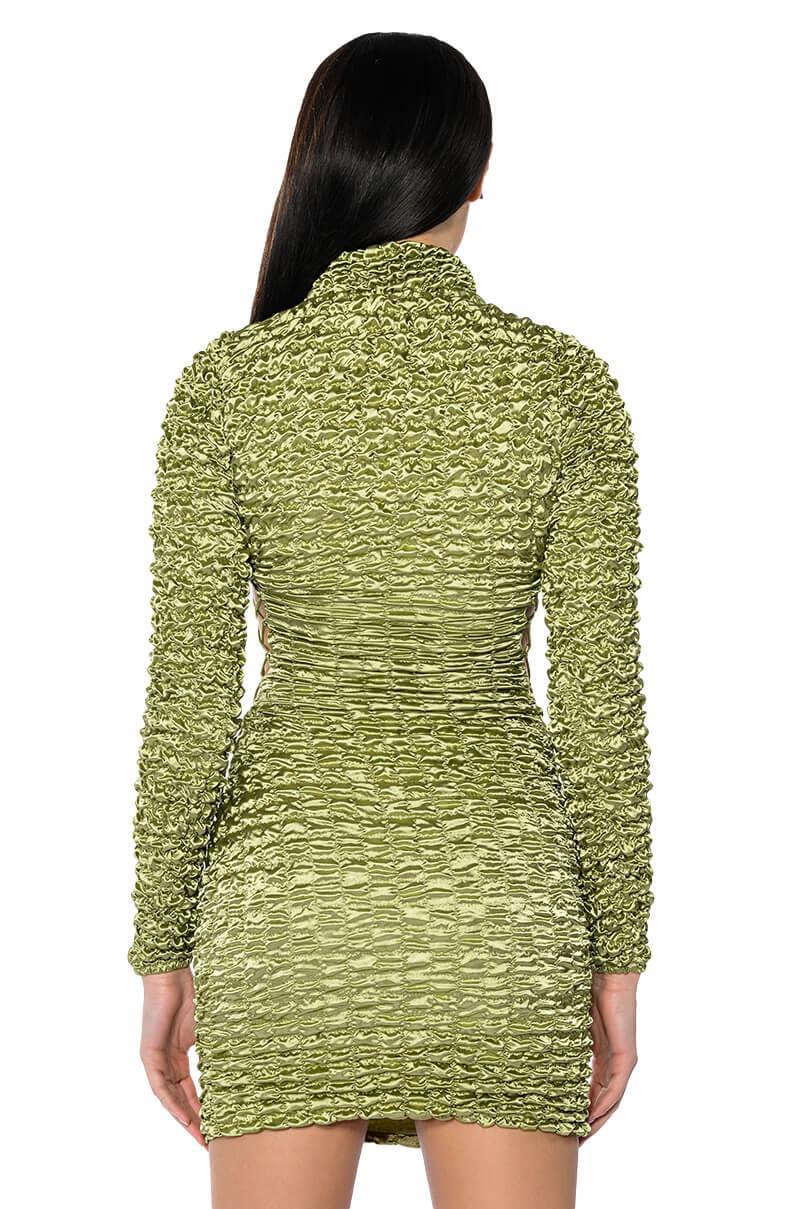 BEAUTIFUL SOUL BUBBLE STRETCH LONG SLEEVE MINI DRESS Product Image