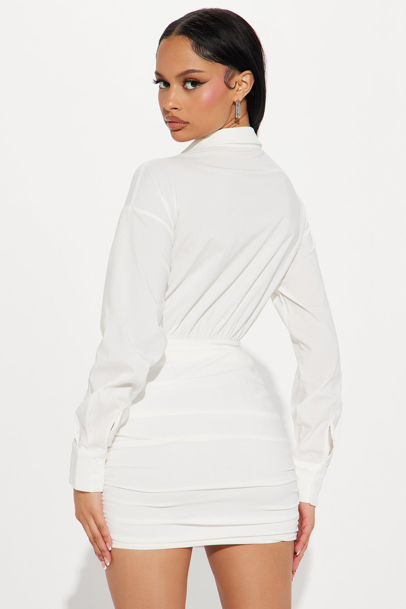 Georgina Mini Shirt Dress - White Product Image