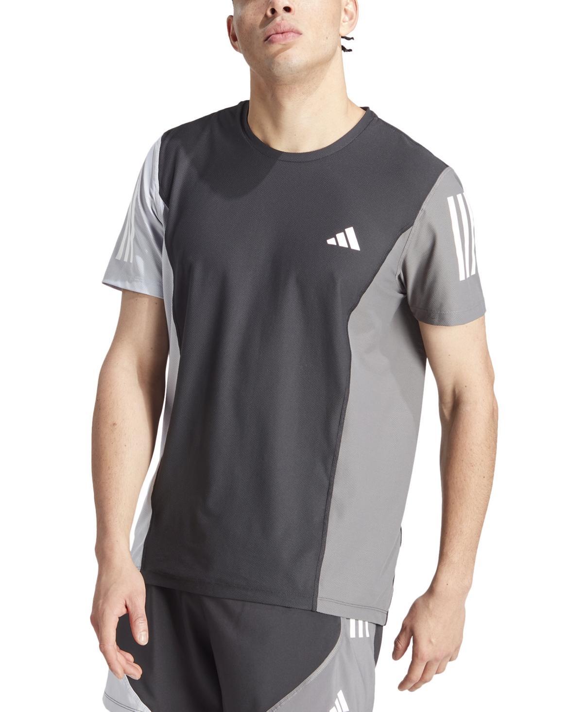 adidas Mens Own The Run Colorblock Moisture-Wicking T-Shirt - Black/Silver Product Image