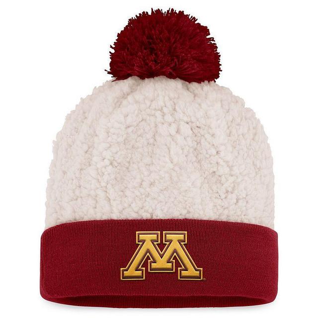 Womens Top of the World Cream Minnesota Golden Gophers Grace Sherpa Cuffed Knit Hat with Pom Product Image