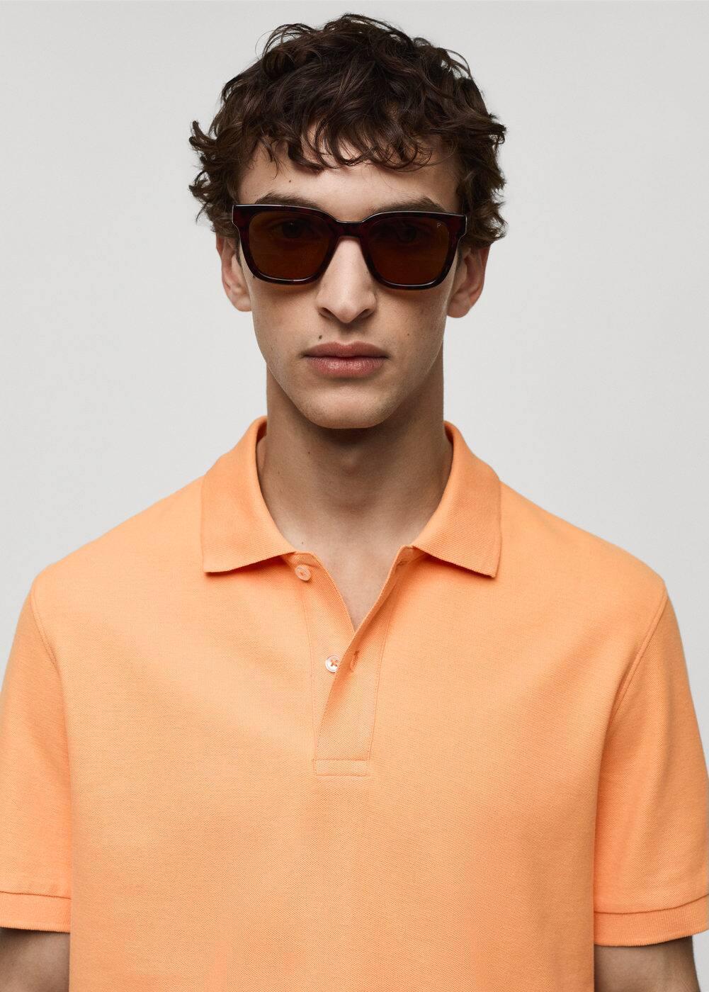 MANGO MAN - 100% cotton pique polo shirt pastel orangeMen Product Image